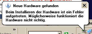 Warnung, dass die Hardware nicht funktioniert