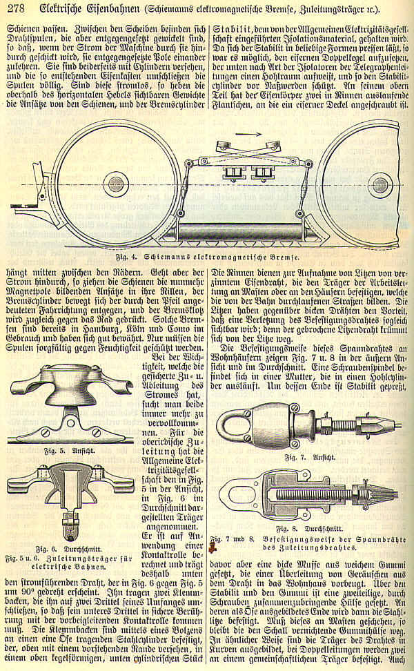Meyers Konversationslexikon, 5. Auflage, über elektrische Bahnen